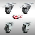 Service Caster 3 Inch SS Thermoplastic Rubber Wheel Top Plate Caster Total Lock Brakes, 2PK SCC-SSTTL20S314-TPRB-2-S-2